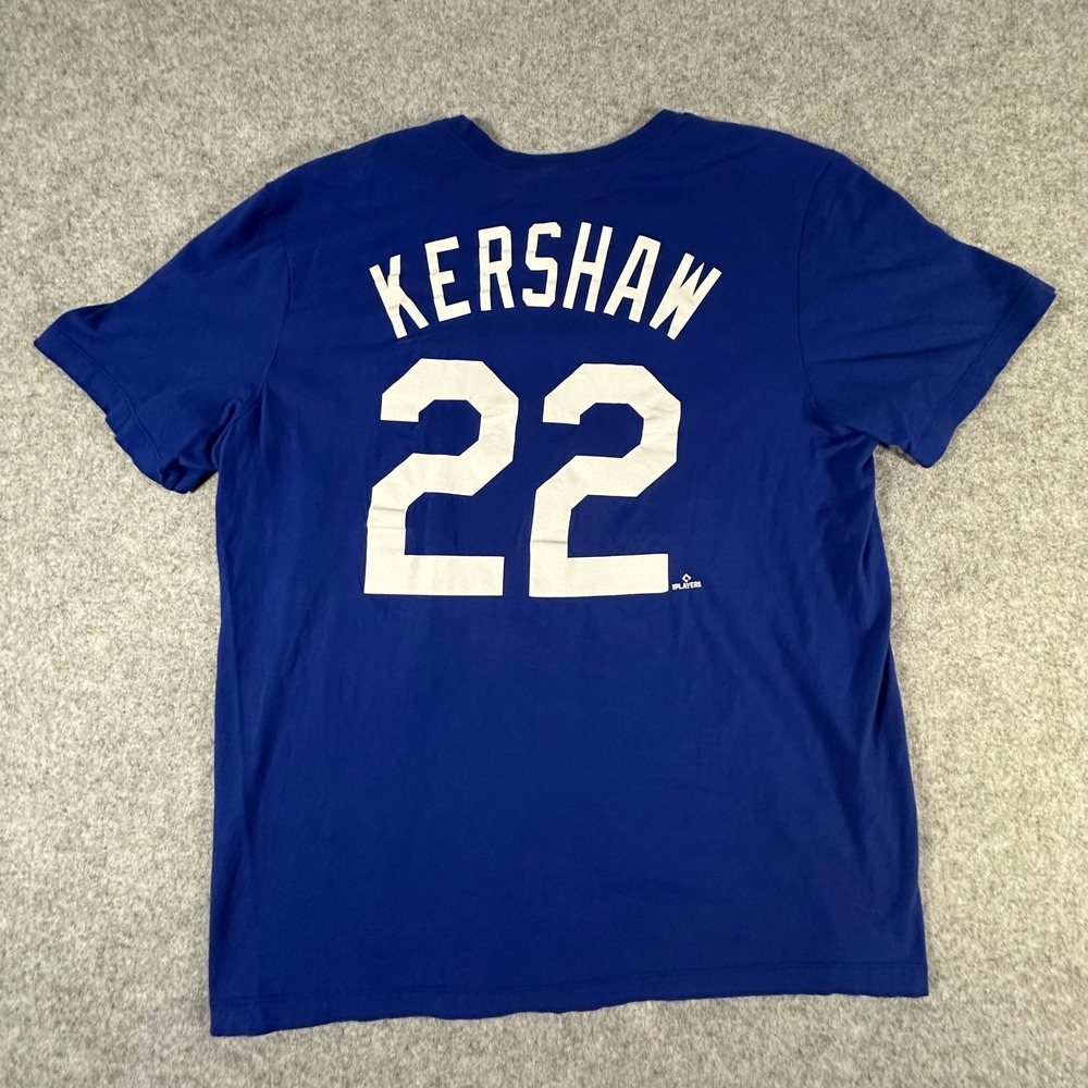 Nike Clayton Kershaw Los Angeles Dodgers T-Shirt Mens Large Blue MLB Baseball